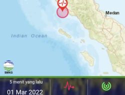 Gempa Jelang Magrib Berpusat di Dekat Meulaboh, Terasa hingga Banda Aceh