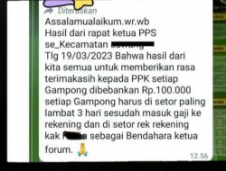 PPK di Aceh Utara Diduga Pungli PPS Gampong Rp100 Ribu Setiap Masuk Gaji, KIP Aceh Utara Diminta Evaluasi